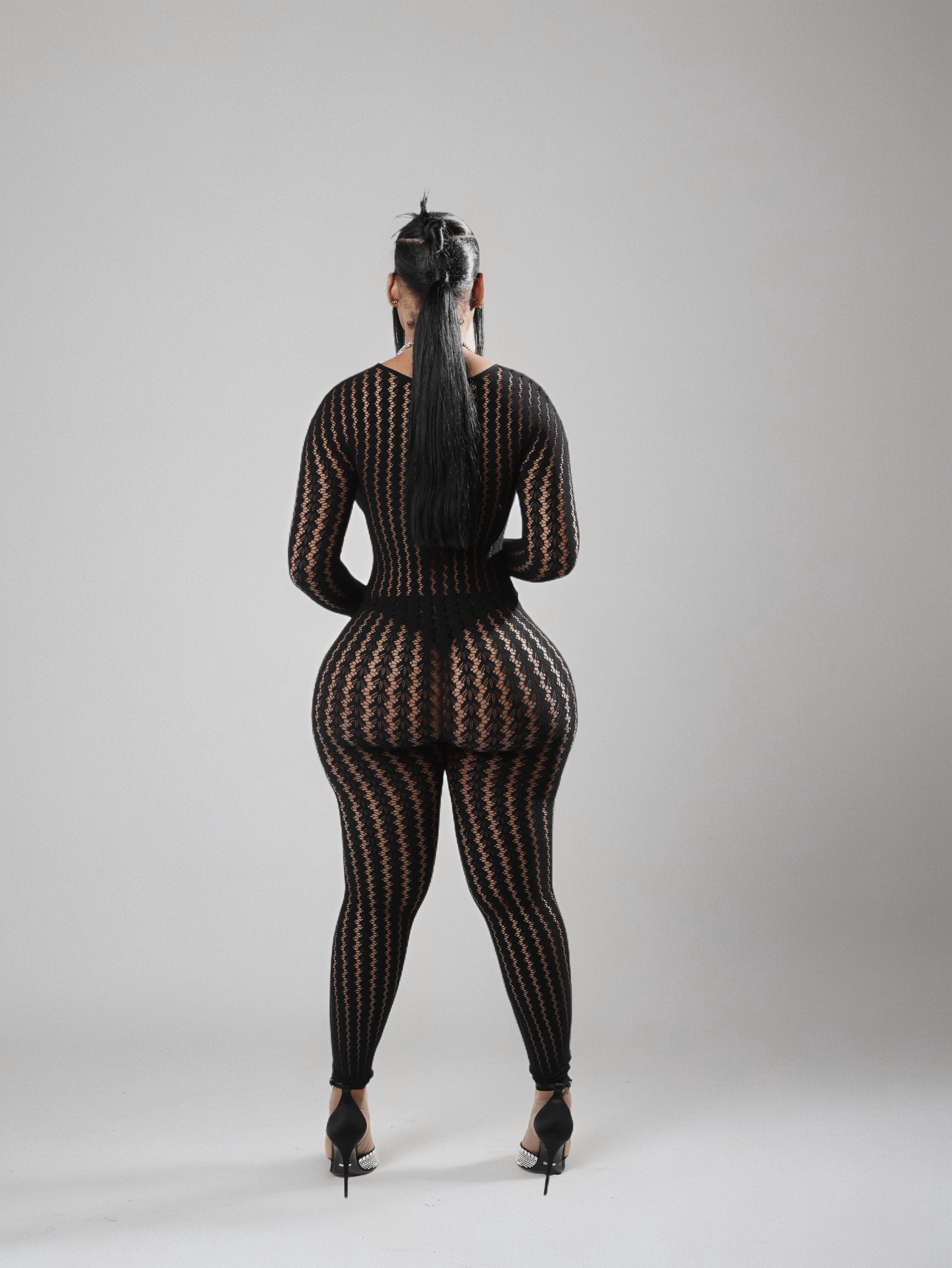 Zigzag Sheer Mesh Jumpsuit