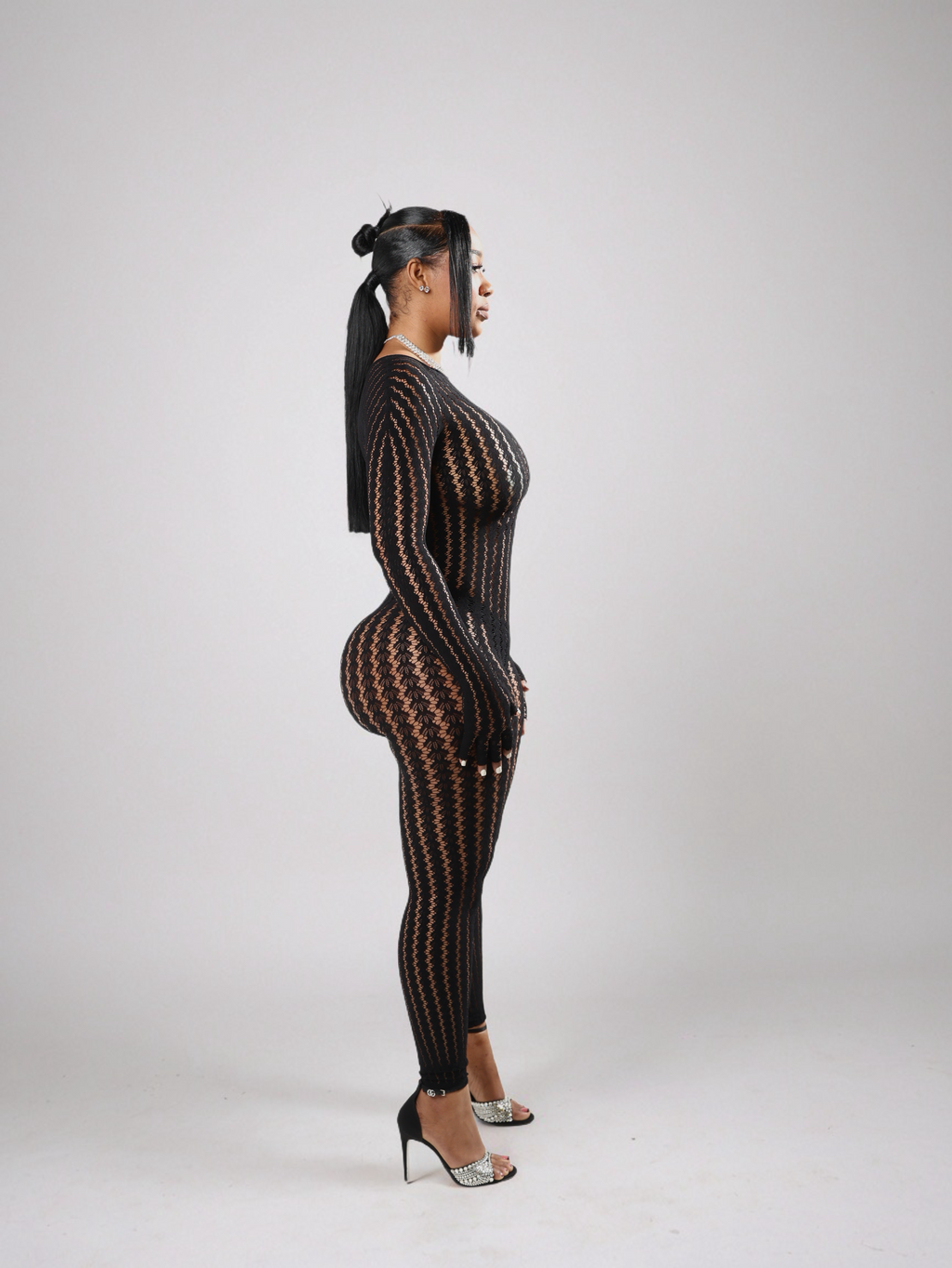Zigzag Sheer Mesh Jumpsuit